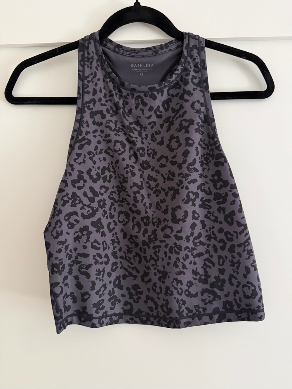 Athleta Gray Leopard-Print High Neck Crop Tank